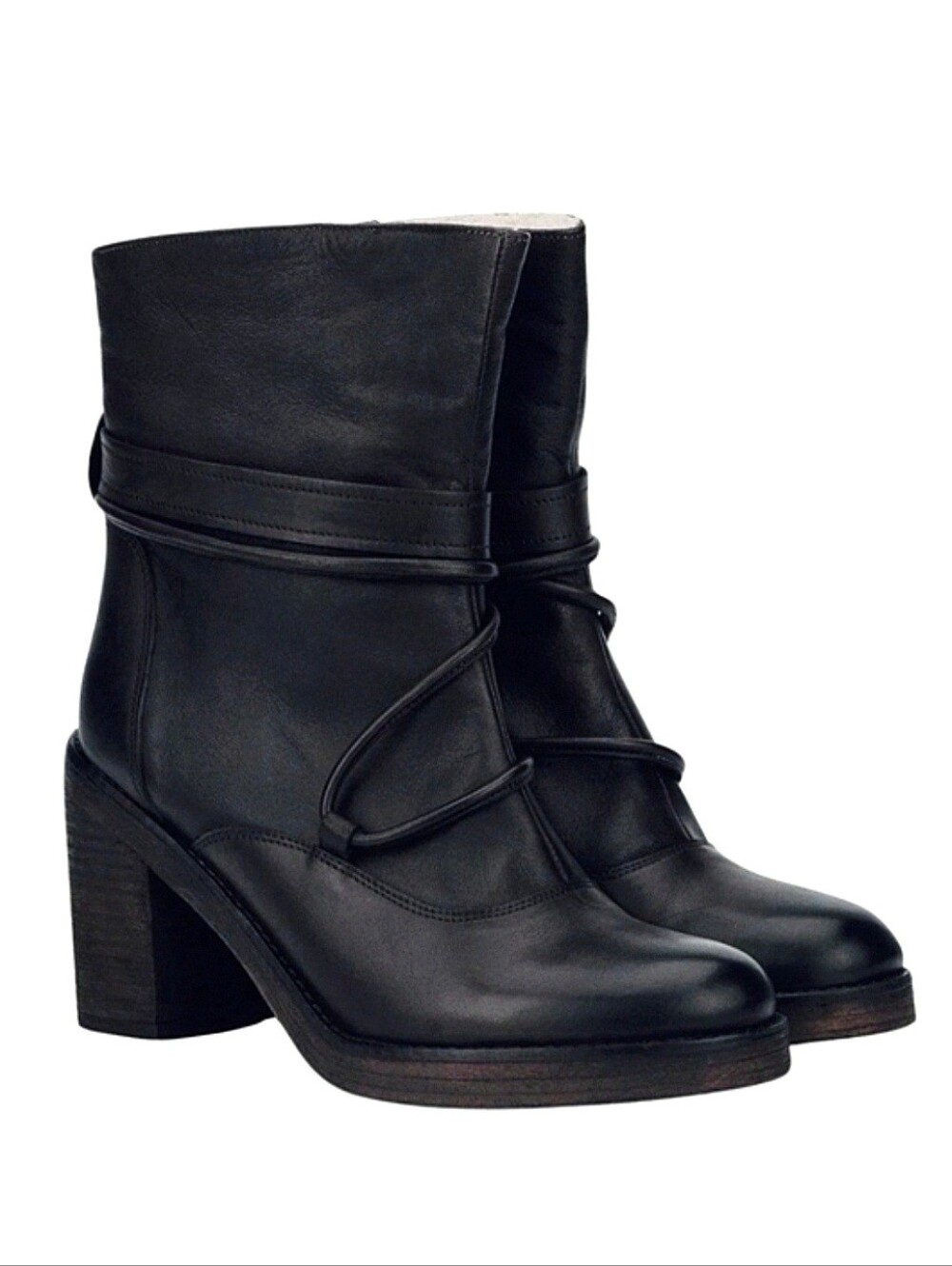 Vintage Foundry Co Denisa Belted Boots Faux-Fur Lined Heeled Booties US 9